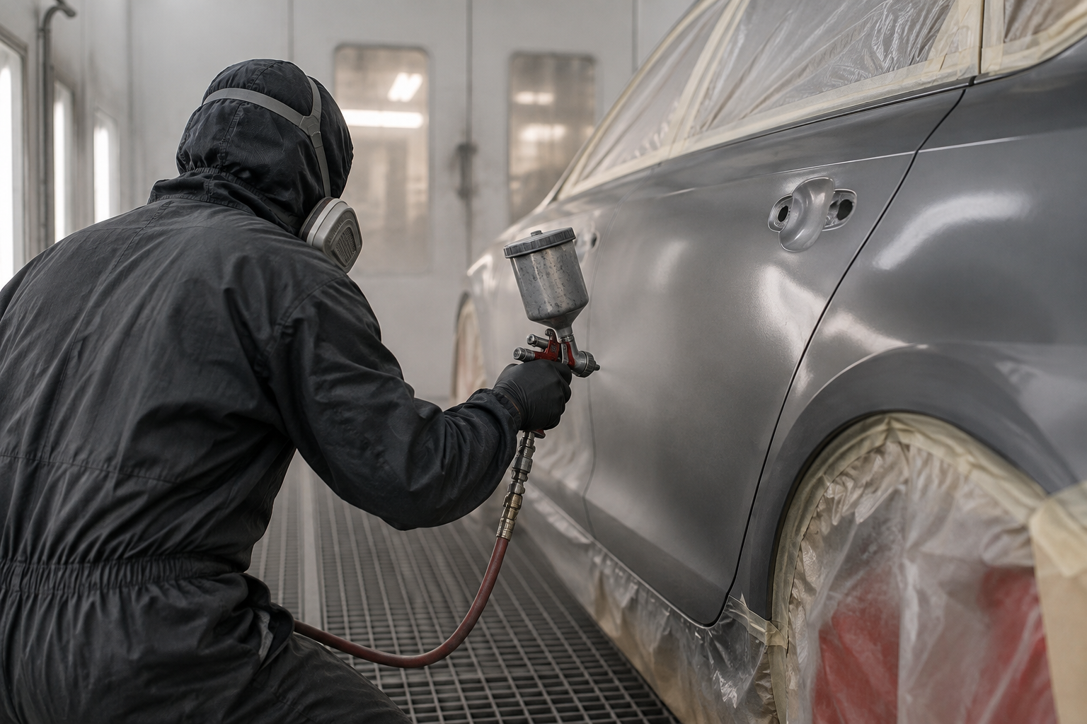 Imagem conceitual de pintura automotiva em cabine