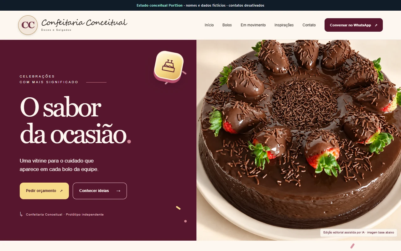 Protótipo conceitual de confeitaria